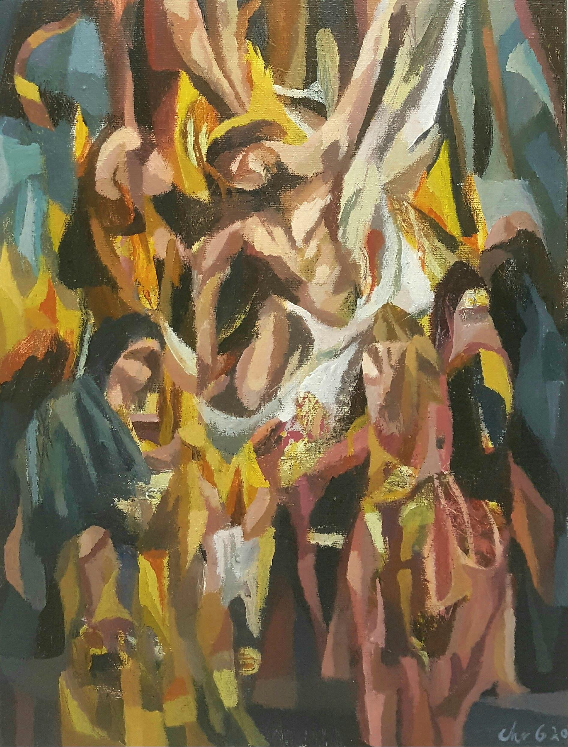 “Paraphrase of ‘The descent of Christ”, 30x40cm, 2020