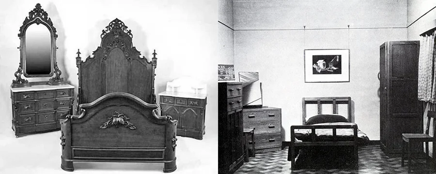 Victorian bedroom vs Utility bedroom, 1943 © Courtesy of Design Council/DHRC, University of Brighton.