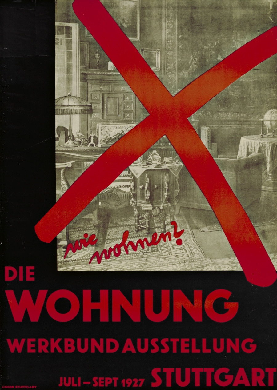  Willi Baumeister,  Wie wohnen? Die Wohnung (How Should We Live? The Dwelling) , Poster for an exhibition organized by the Deutsche Werkbund at the Weissenhofsiedlung, Stuttgart, Germany. 1927. © The Museum of Modern Art, New York. 