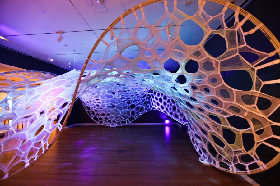 Jenny E. Sabin, PolyThread Knitted Textile Pavilion , 2016.