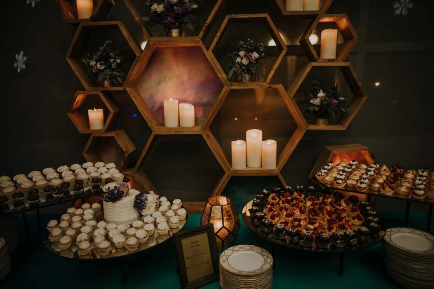 Dessert table at wedding reception in Colorado