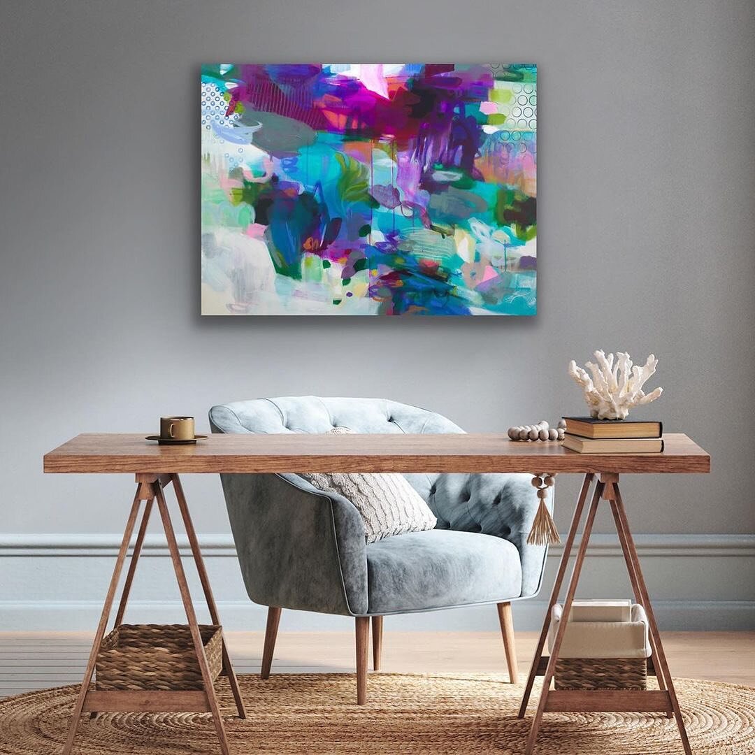 Looking for a pop of colour for your space? This stunning Callie Gray abstract painting could be just right for you! 

&ldquo;Rocky Pass&rdquo; 30x40&rdquo; acrylic mixed media on canvas $1930 framed in white ($1680 unframed) by @calliegrayart is now