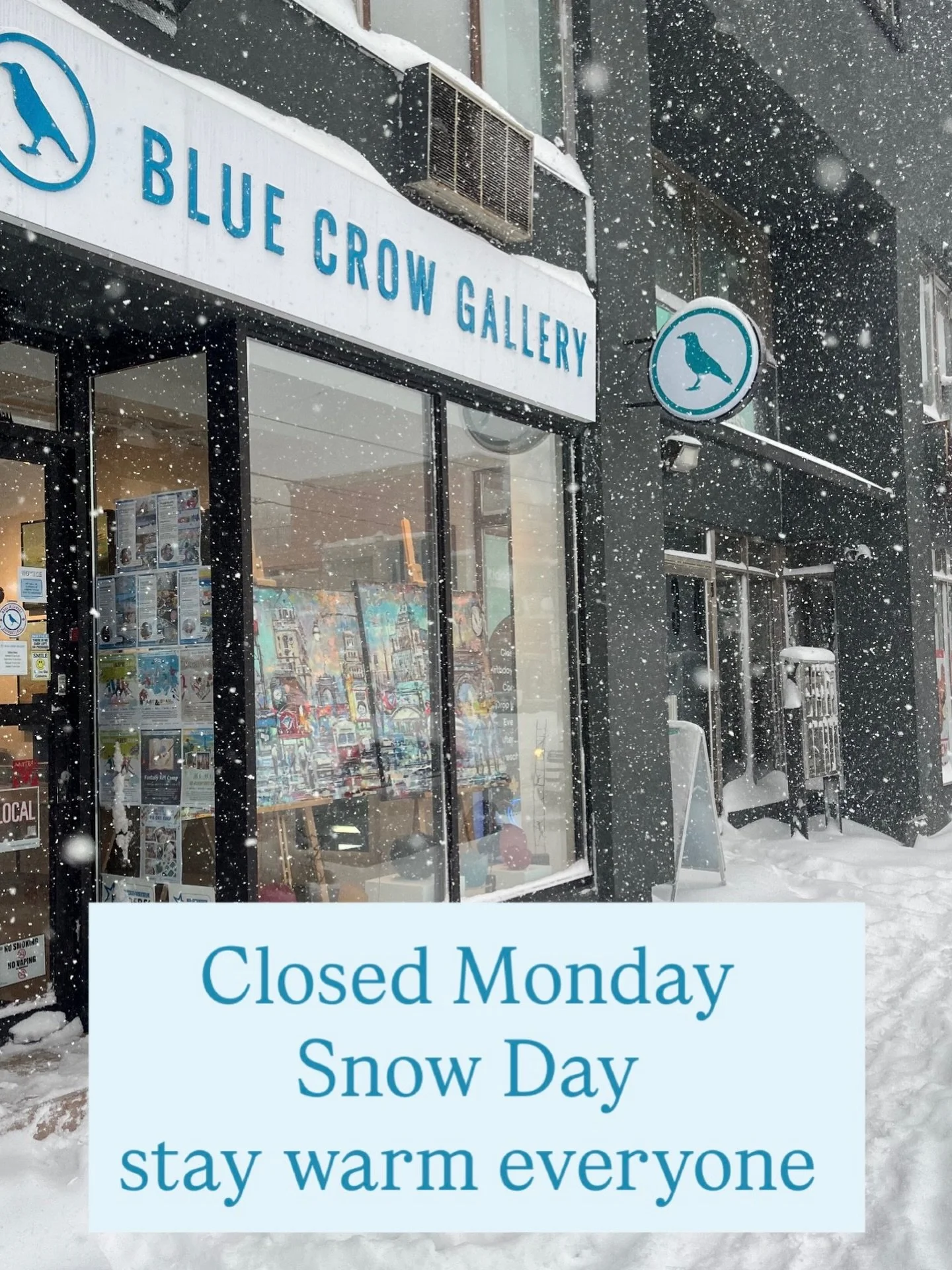 CLOSED MONDAY - ❄️Snow Day❄️
The Gallery will be closed Monday due to weather. We will return to operating hours on Tuesday if you need anything reach out happy to assist if you have any questions regarding work. Otherwise we will see you tomorrow. 
