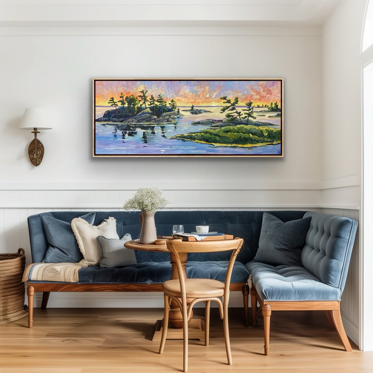 NEW✨ This painting is so beautiful and even more so in person! This new oil painting by David Carmichael has me dreaming about summer days at the cottage , perfect day dream while we are buried here in the snow❄️ 

&ldquo;Hang Dog Point&rdquo; 24x60&