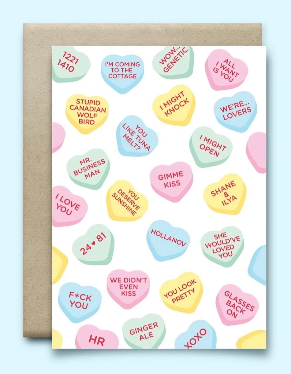 💕We can&rsquo;t get enough of the @wildcanarystudio cards! This Valentine&rsquo;s collection does not disappoint.💌 💘 Looking for a little Heated Rivalry? We have that covered too with Amy&rsquo;s fun new card with all your favourite show moments. 