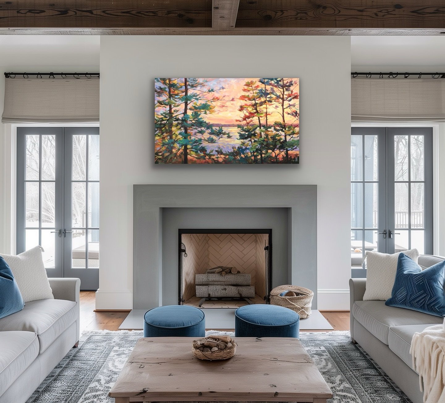 NEW✨We are thrilled to have some new gorgeous landscape paintings in by Vera Kisseleva!! Vera came by the gallery Friday with three large new works for us and each one brings a beautiful glow of sunlight with it!! Just what we need on a snowy Sunday 