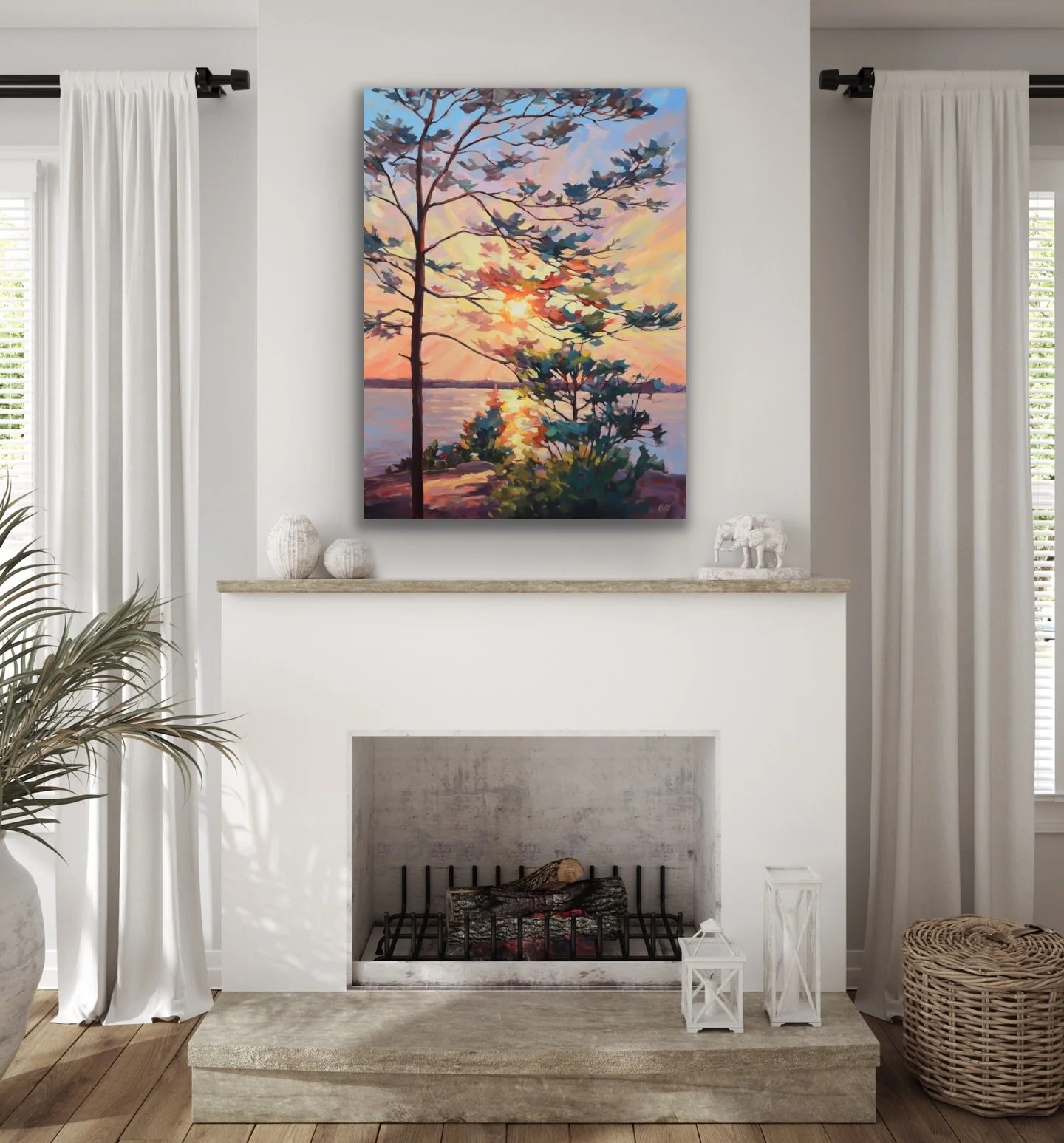 NEW☀️ A little sunshine for a rainy morning. This beautiful new painting by Vera Kisseleva is just what we need on a day like today. With its beautiful warm glow filling the canvas it has me craving mornings at the cottage. If you were looking for a 