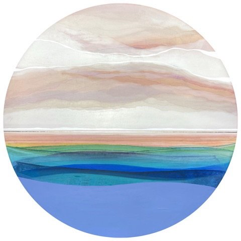 NEW✨ We are thrilled to have some beautiful new pieces in the gallery by Adele Webster! I am just loving the colours in this beautiful piece. Has me craving summer days at the beach. 

&ldquo;Endless Skies&rdquo; 30&rdquo; acrylic and gold leaf on wo