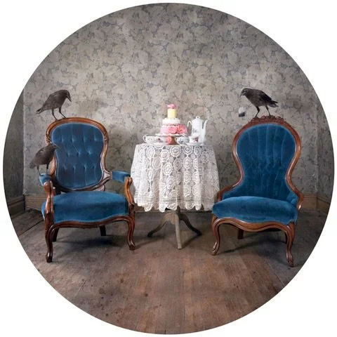 🐦&zwj;⬛You know my soft spot for the crows&hellip;. I can&rsquo;t get enough of this whimsical crow piece by Morgan Jones! This is a tea party I want to be invited to. If you are looking for a fun new conversation piece for your space this could be 