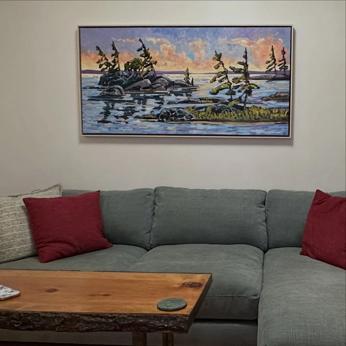 Had the pleasure of installing this gorgeous 30x60&rdquo; custom painting by David Carmichael in our clients home yesterday. It brought the perfect pop of colour to their space. It always brings me such joy to see our collectors light up when they ha
