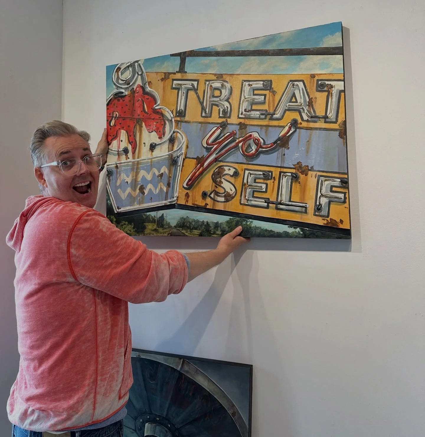 It&rsquo;s almost show time!!!! 🤩
@robcroxford came by today with all the incredible paint for his solo show and we can&rsquo;t wait to share them with you! 
We hope that you will join us for the opening reception this Saturday April 18th 7-10pm wit