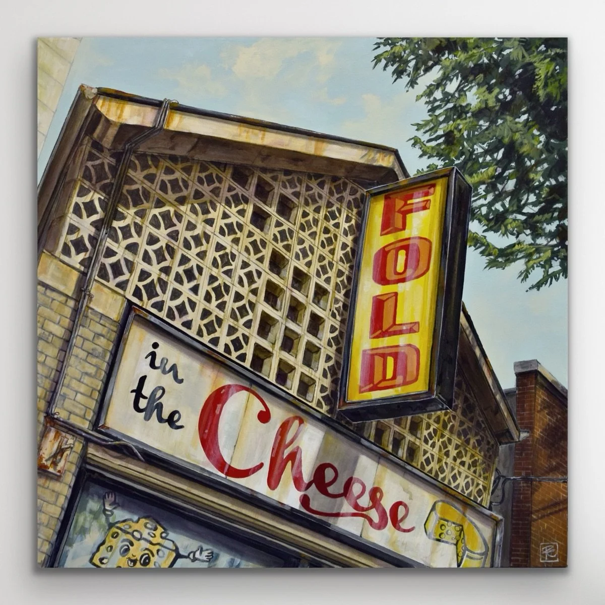 🧀 I just adore this painting by Rob Croxford. From his solo show &ldquo;As Seen on TV&rdquo; 📺 this piece blends the Shitt&rsquo;s Creek quote with the signage from the Lakeview Tavern in Toronto. This scene with the late Cathrine O&rsquo;Hara and 