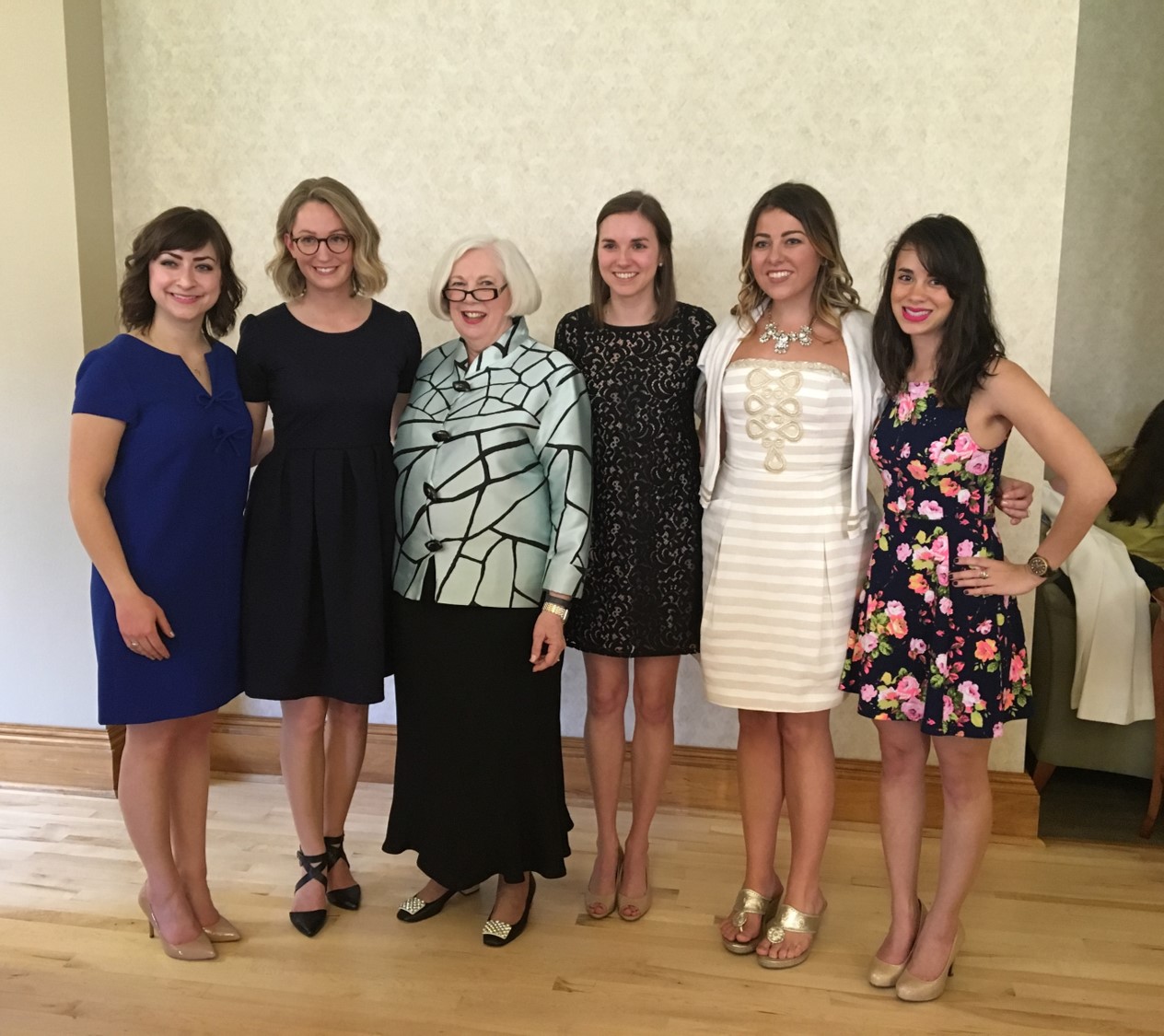 Former President Mooney with Student Trustees from 2012-2016