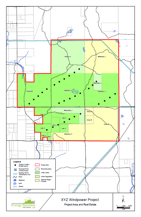 Wind Farm Layouts and Landowner Research/Mapping for Focused Land Targeting