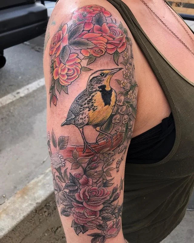 Little lark with some flowers on @3crows78