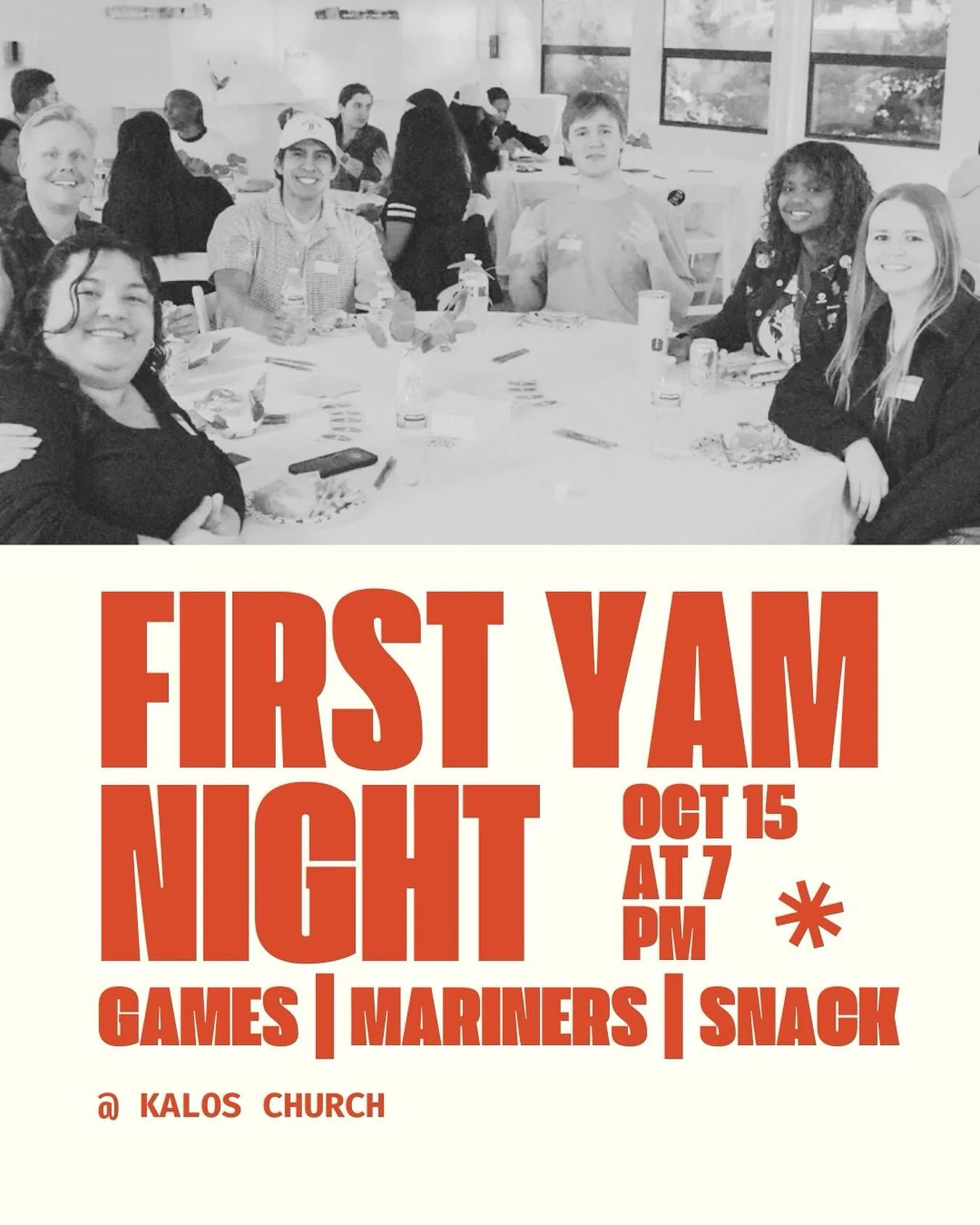 Join us for our first YAM Night -&nbsp;&nbsp;mini games, new friends, faith, and fun&hellip; plus we&rsquo;ll have the Mariners playing in the background! Go M&rsquo;s! ⚾️

🗓️ Wednesday, Oct 15 @ 7PM
📍 Kalos Church

#seattleyoungadults #kalosyam