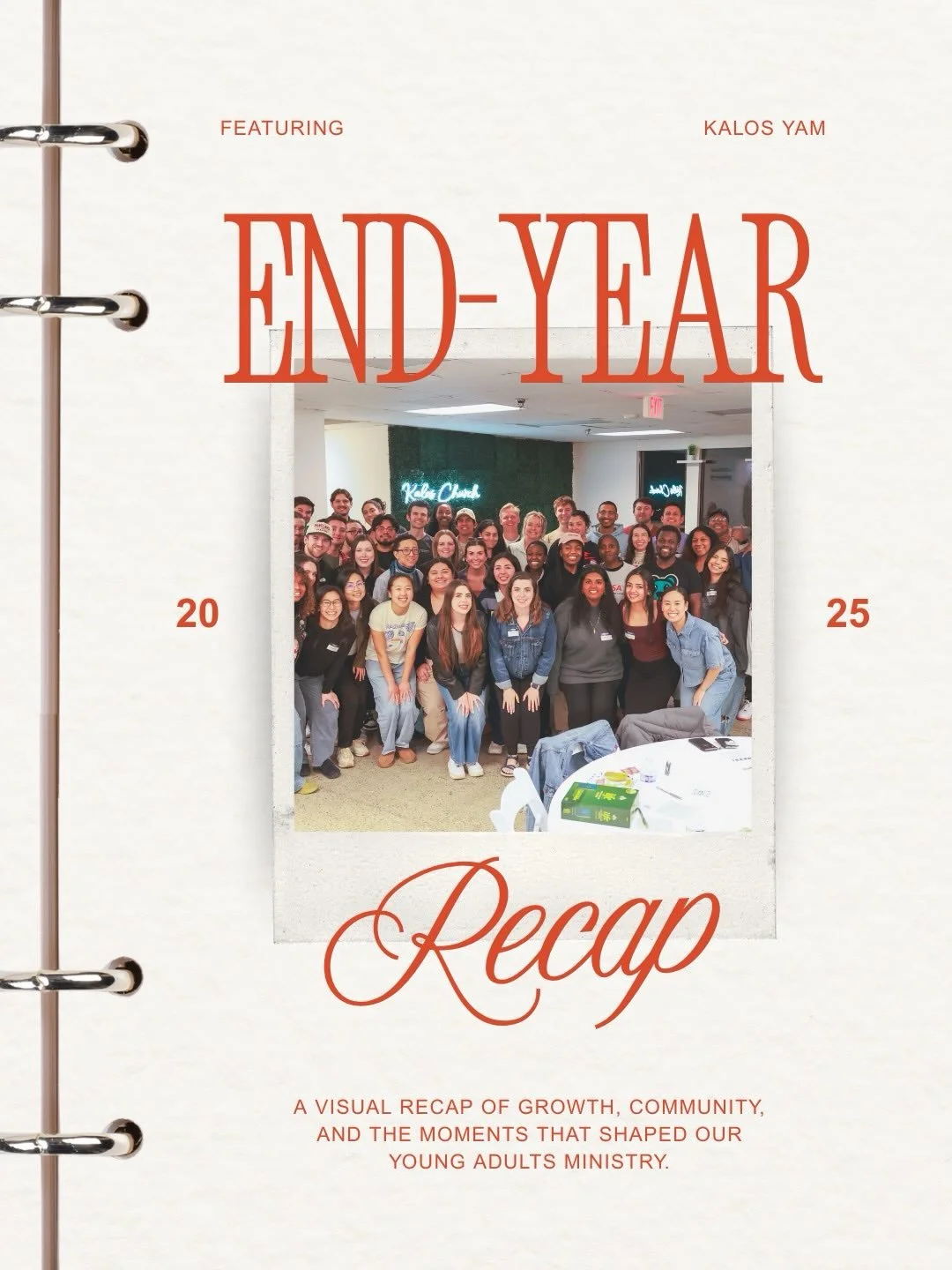 Wrapped up 2025 feeling incredibly thankful for the progress, growth, and milestones along the way. Grateful for how YAM has grown last year and excited to carry that momentum into 2026!!

#youngadultsministry #kalosyam