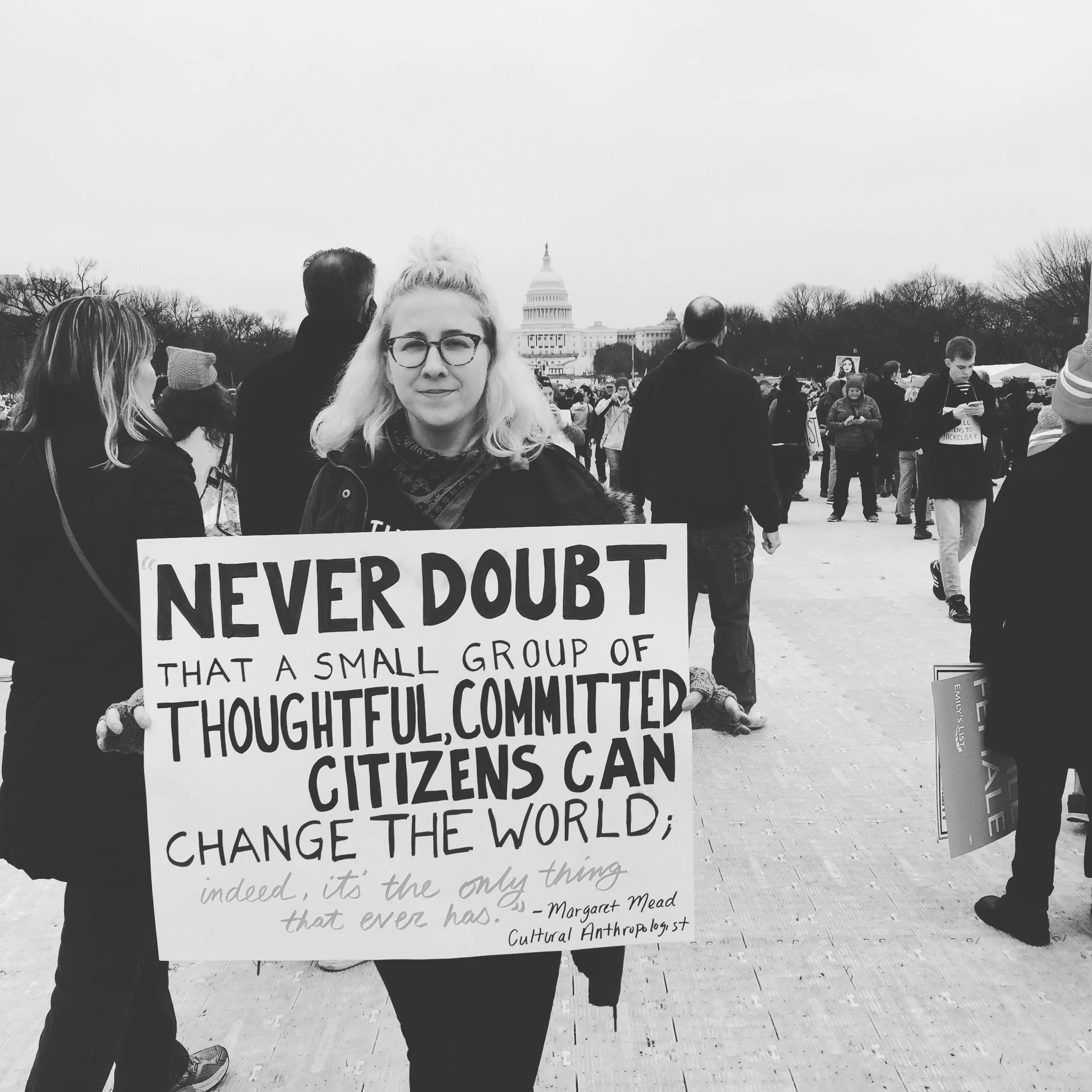 An anthropologist at a march quoting... an anthropologist. (Photo of author, Women's March on Washington, 2017)