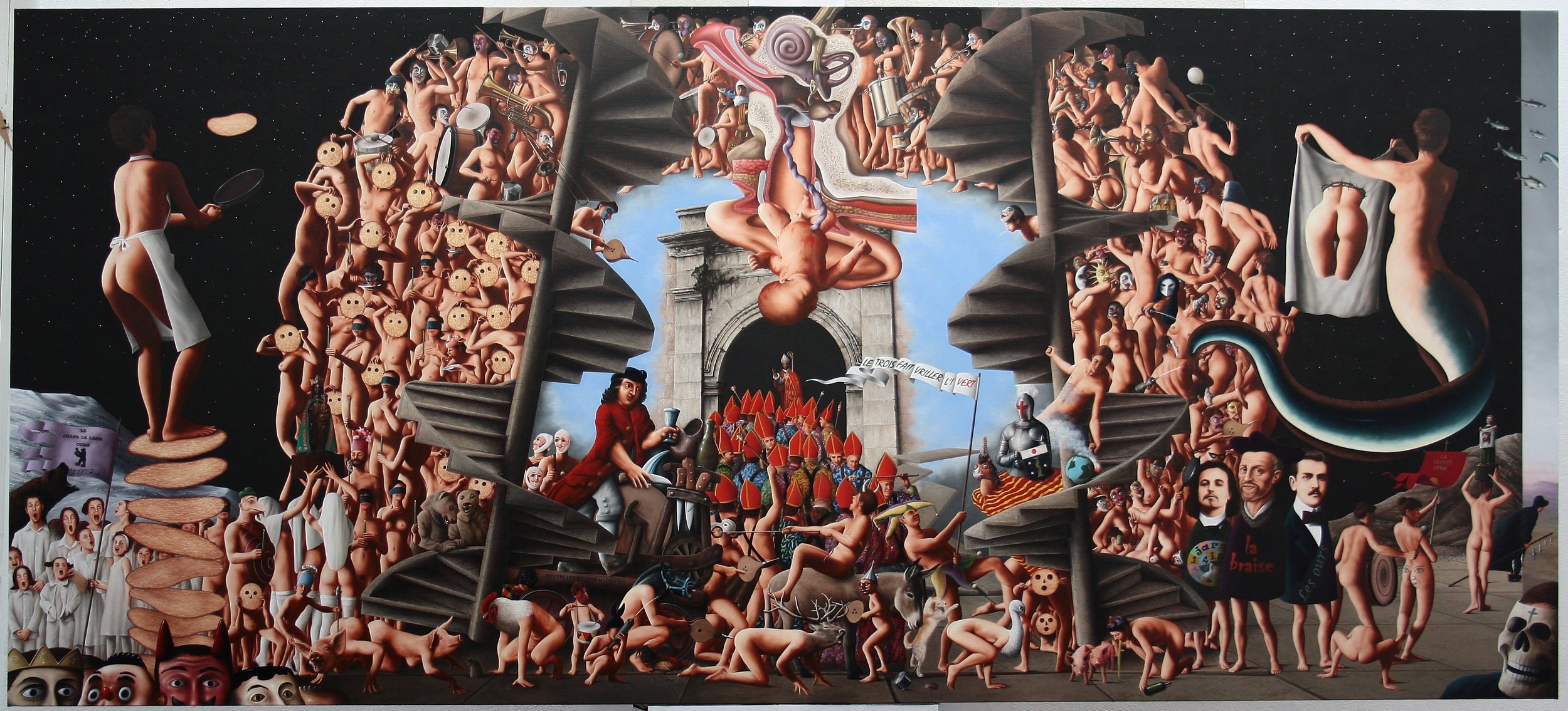LE GRASDIMAR DE BLAISE RA Sold THE CARNIVAL OF ST. BLAISE / RABELAIS (Blaise Ra = Ra Blaise = Rabelais) Oil on canvas 51.2" x 114.2"