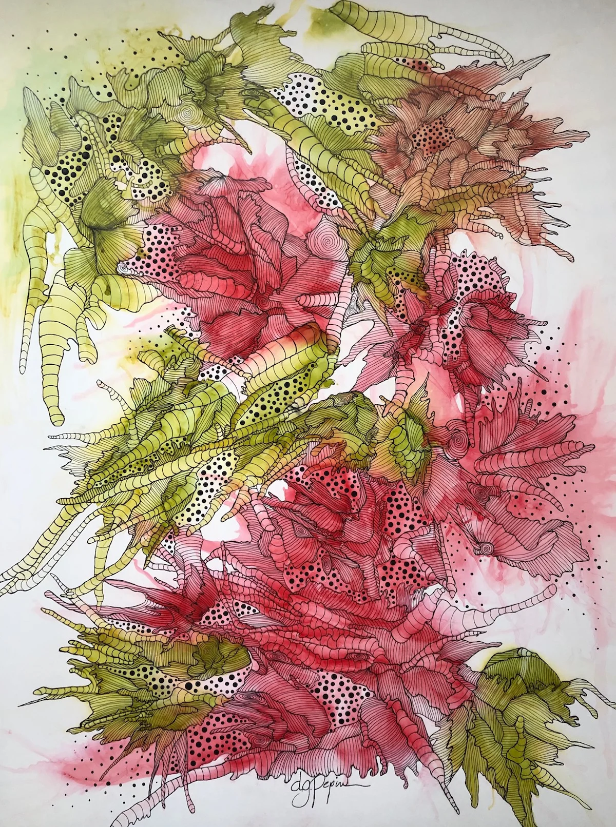 “The Watermelon Patch” #9 in Series Doodle Art Framed 28x39 $875.00