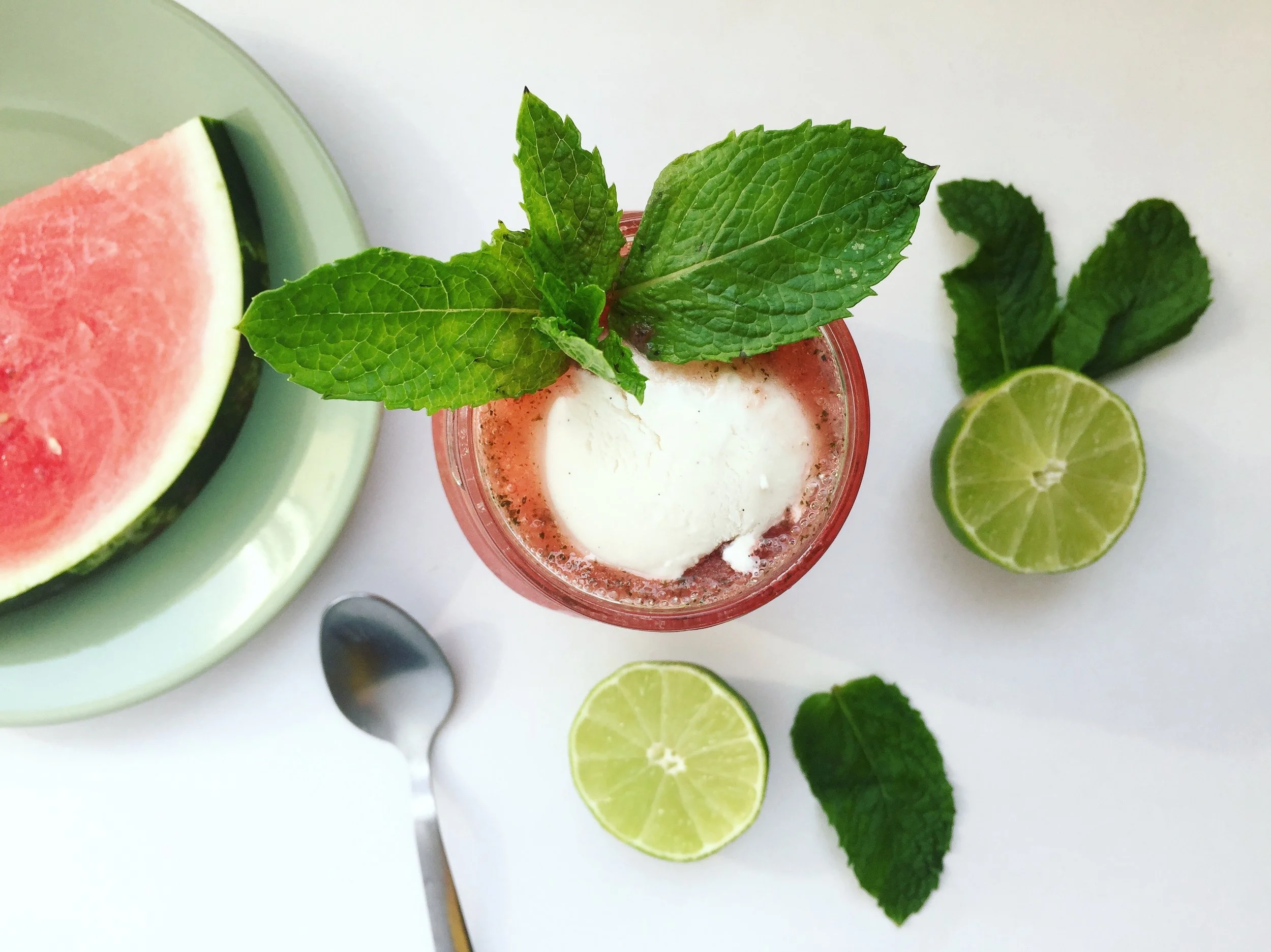 Watermelon Mint & Coconut Ice Cream Float
