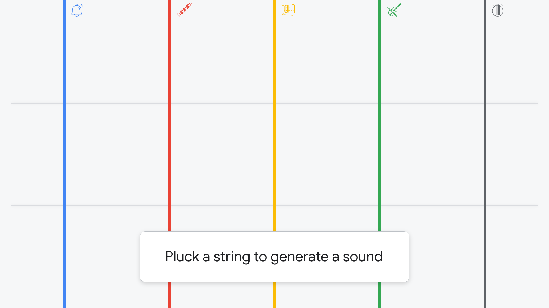 Each string represents a unique instrument, and connects above and below to the surrounding architecture. Depending on where a string is touched, a different note is played.