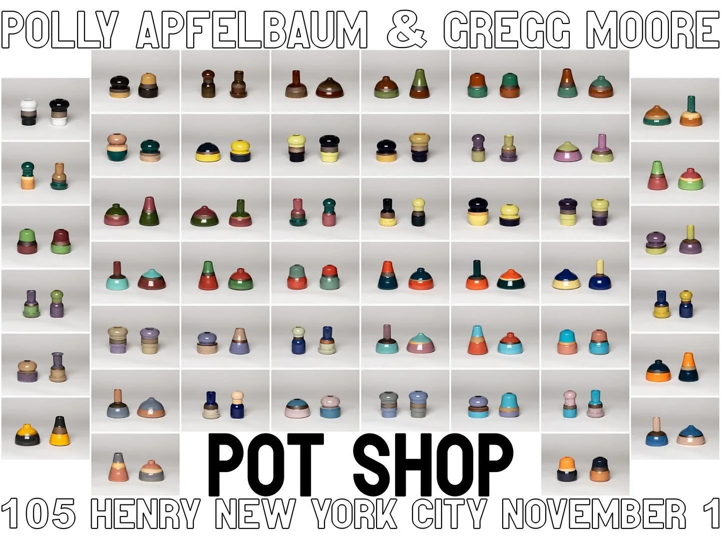 New group of 100 small bud vases to compliment 104 flower vases in POT SHOP&mdash; opening tomorrow. 

From @56henry.nyc :
&hellip;
Apfelbaum and Moore continue to play with the relationship between the individual and the whole through the display of