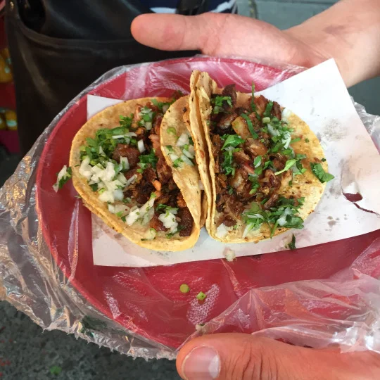 Al pastor and tripe tacos