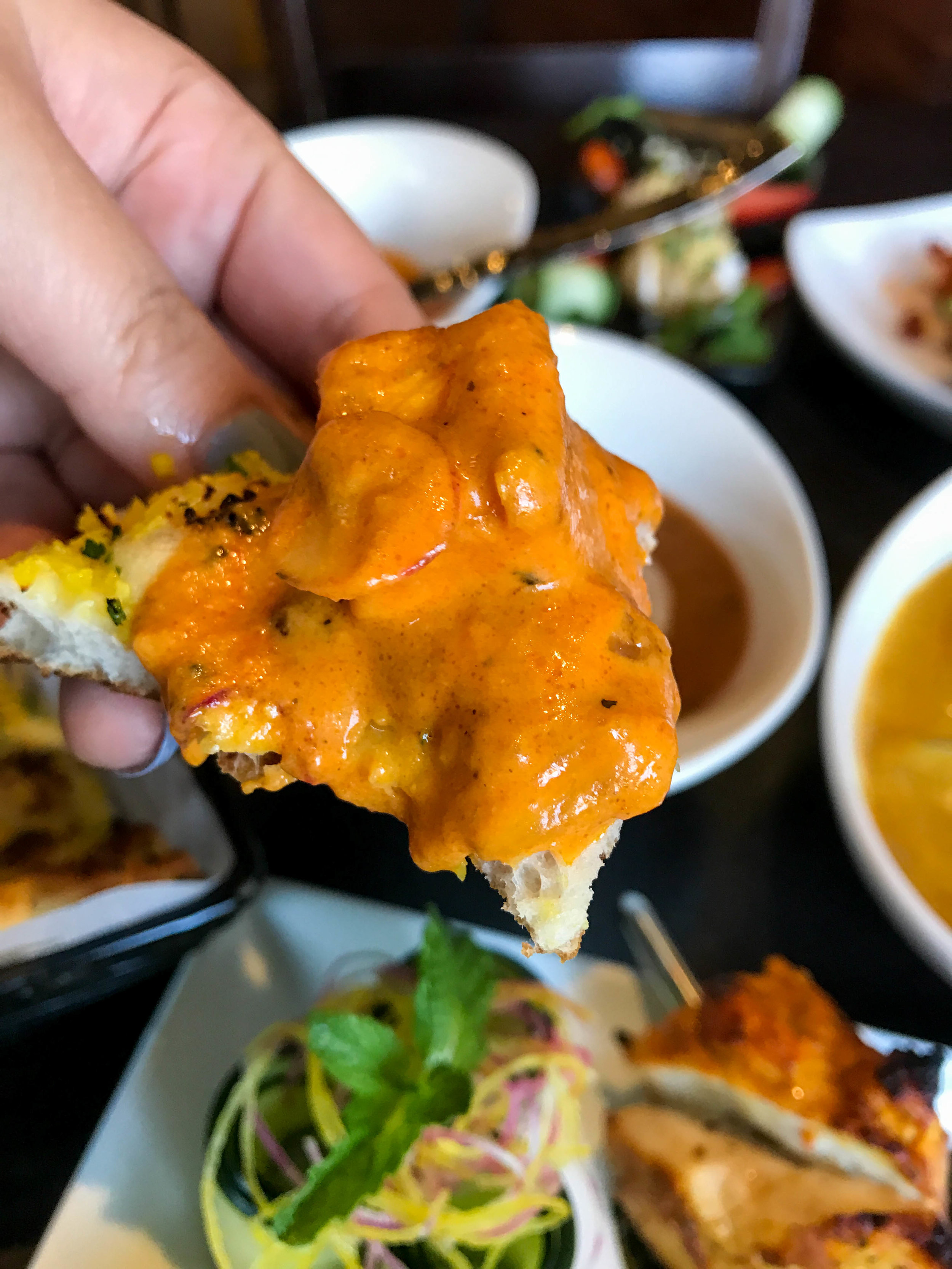 Garlic naan with Hyderabadi Chicken Curry