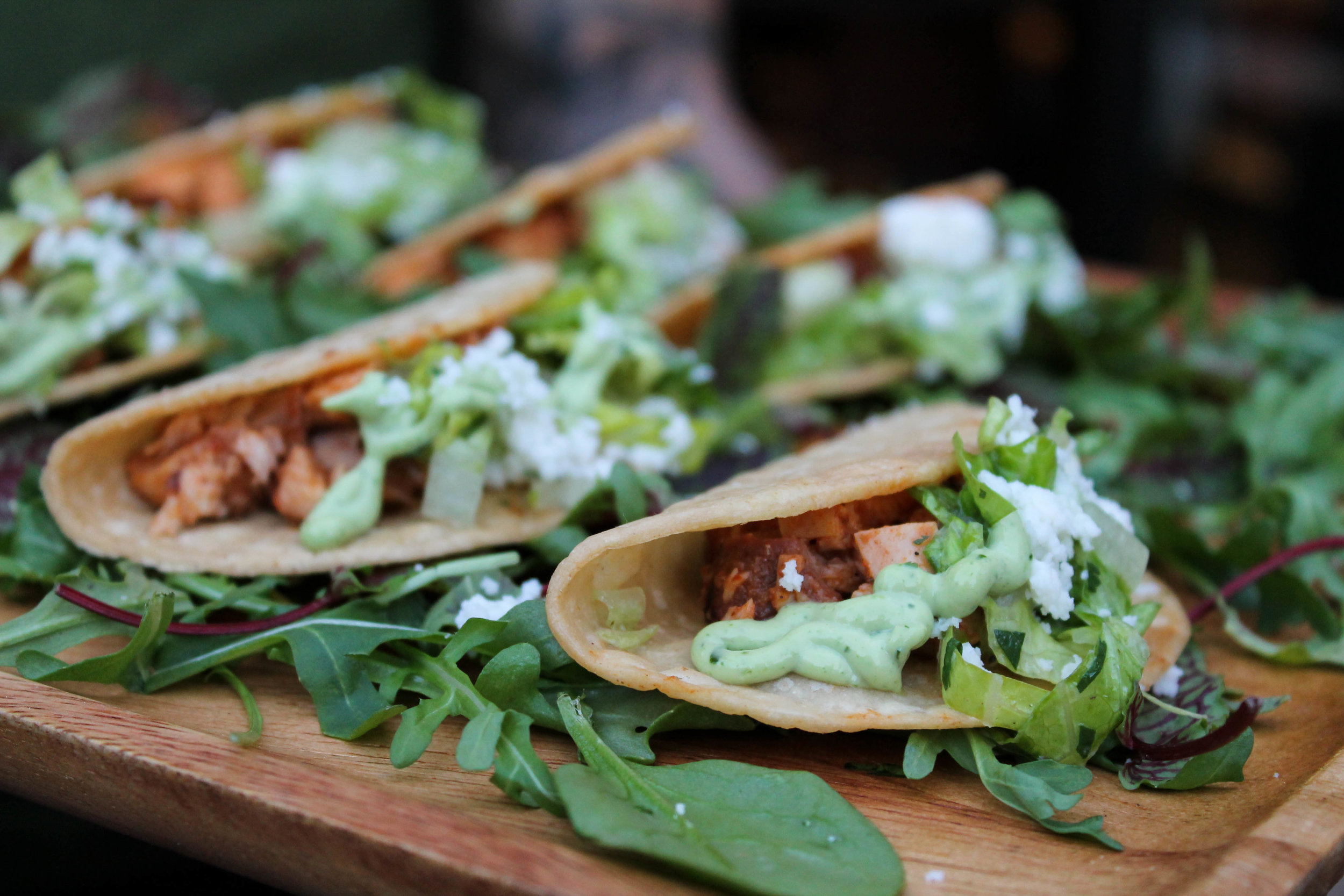 Mexican chicken salad in taco form