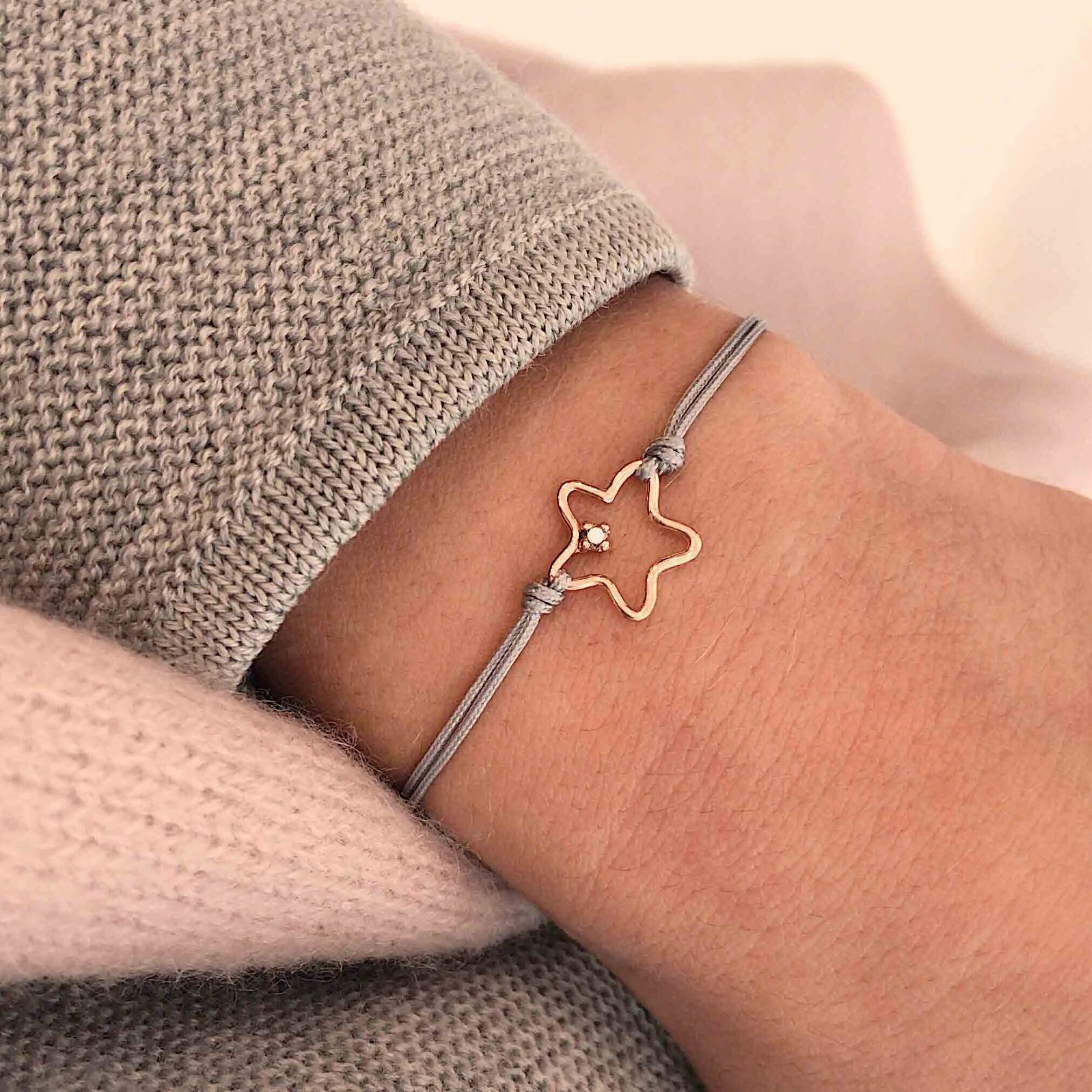 Bracciale stella make a wish grigio perla