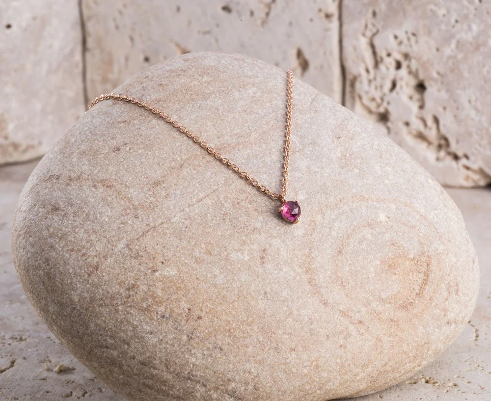 Collana Con Ciondolo In Granato Naturale Rosso - Zonster, Pietra Preziosa Femminile, Regalo