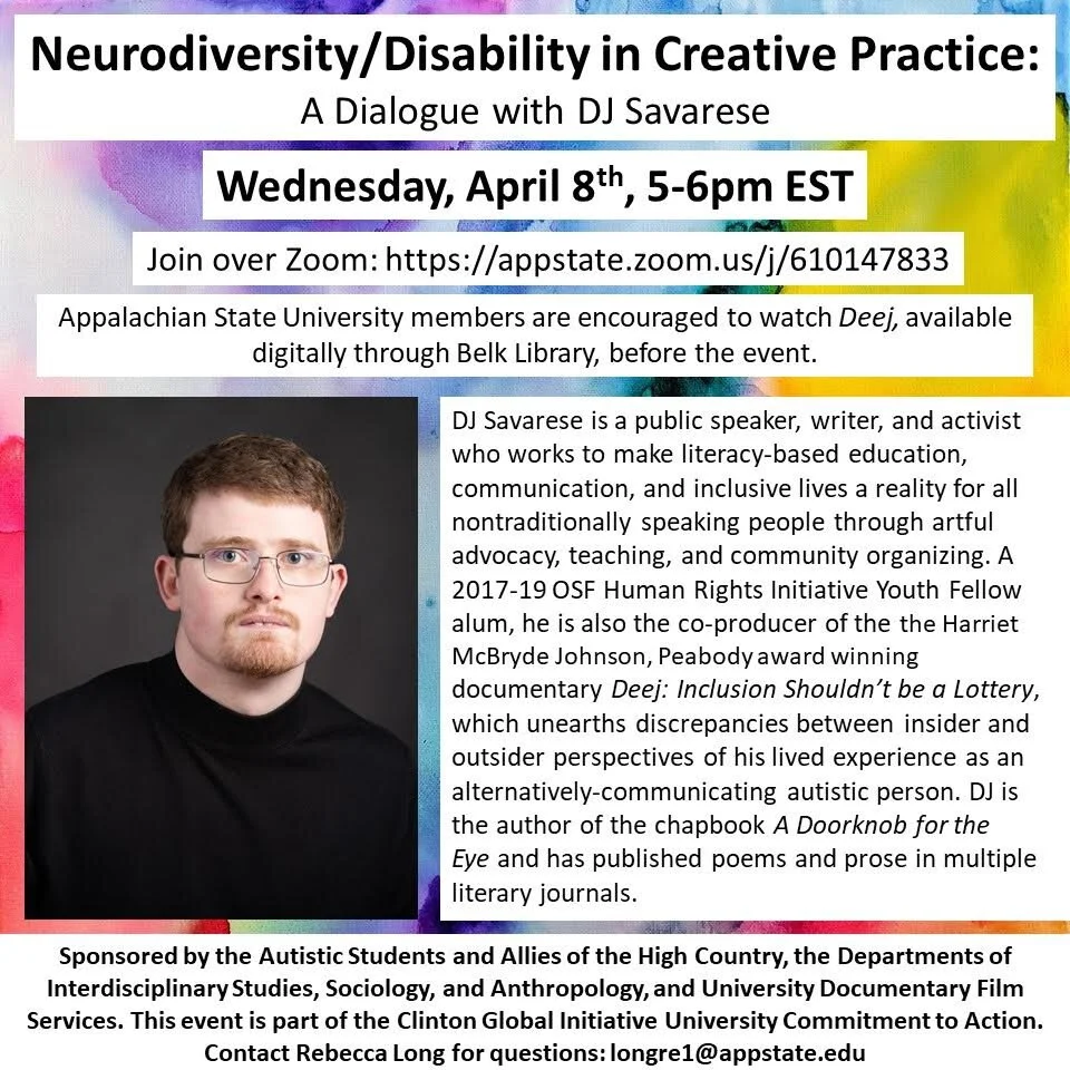 Neurodiversity/Disability in Creative Practice: A Dialogue with DJ Savarese 