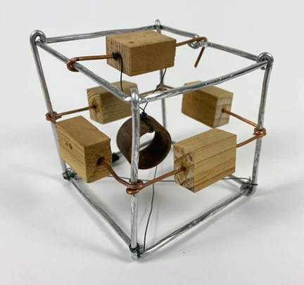 #242 Wood chunks 5 sides, hanging pipe, 3"x3"x3", 2024