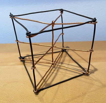 #244 raw wire, copper diagonals inside, 3"x3"x3", 2025