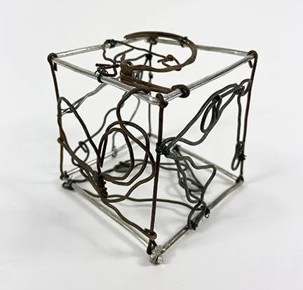 #264 aluminum frame, raw wire sides, 3"x3"x3", 2025