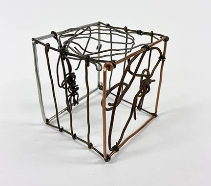 #268 copper/aluminum frame, raw wire sides, 3"x3"x3", 2025