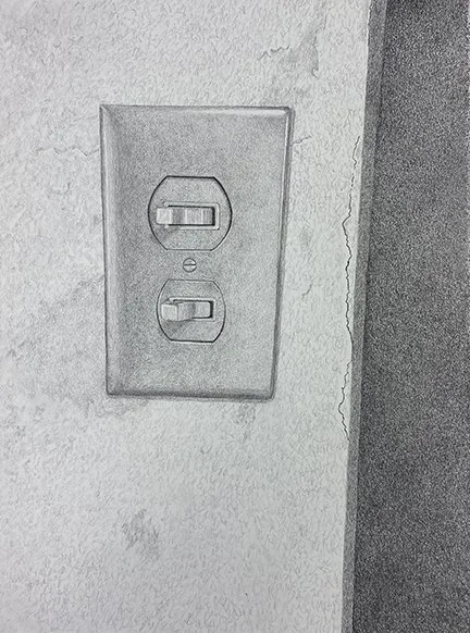 #249 graphite drawing, double wall switch, 11"x15". 2025