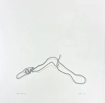 #259 graphite drawing, Marfa wire bottom center, 18"x18". 2025