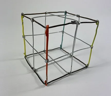 #246 color wire corners, silver wire sides, 3"x3"x3", 2025