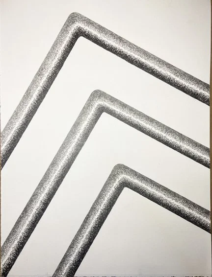 #238 graphite drawing, 3 corner 1" wide lines, 11"x15", 2025