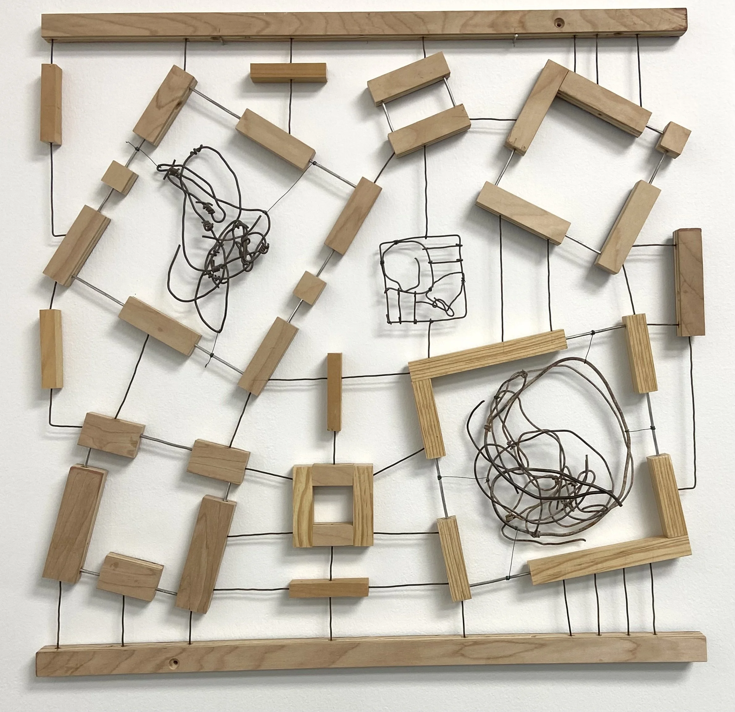 #270 WALL PIECE - WOOD AND WIRE 24"X24", 2025