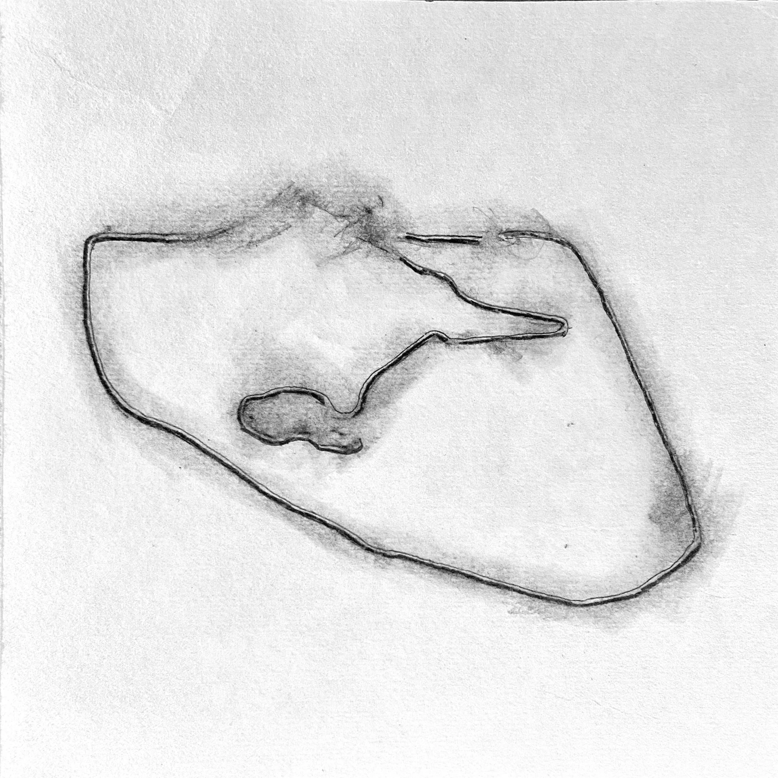 #277 GRAPHITE DRAWING, RUBBING WITH LINE, 7.5"X7.5", 2026