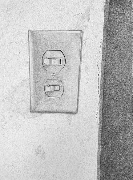 #249 graphite drawing, double wall switch, 11"x15". 2025