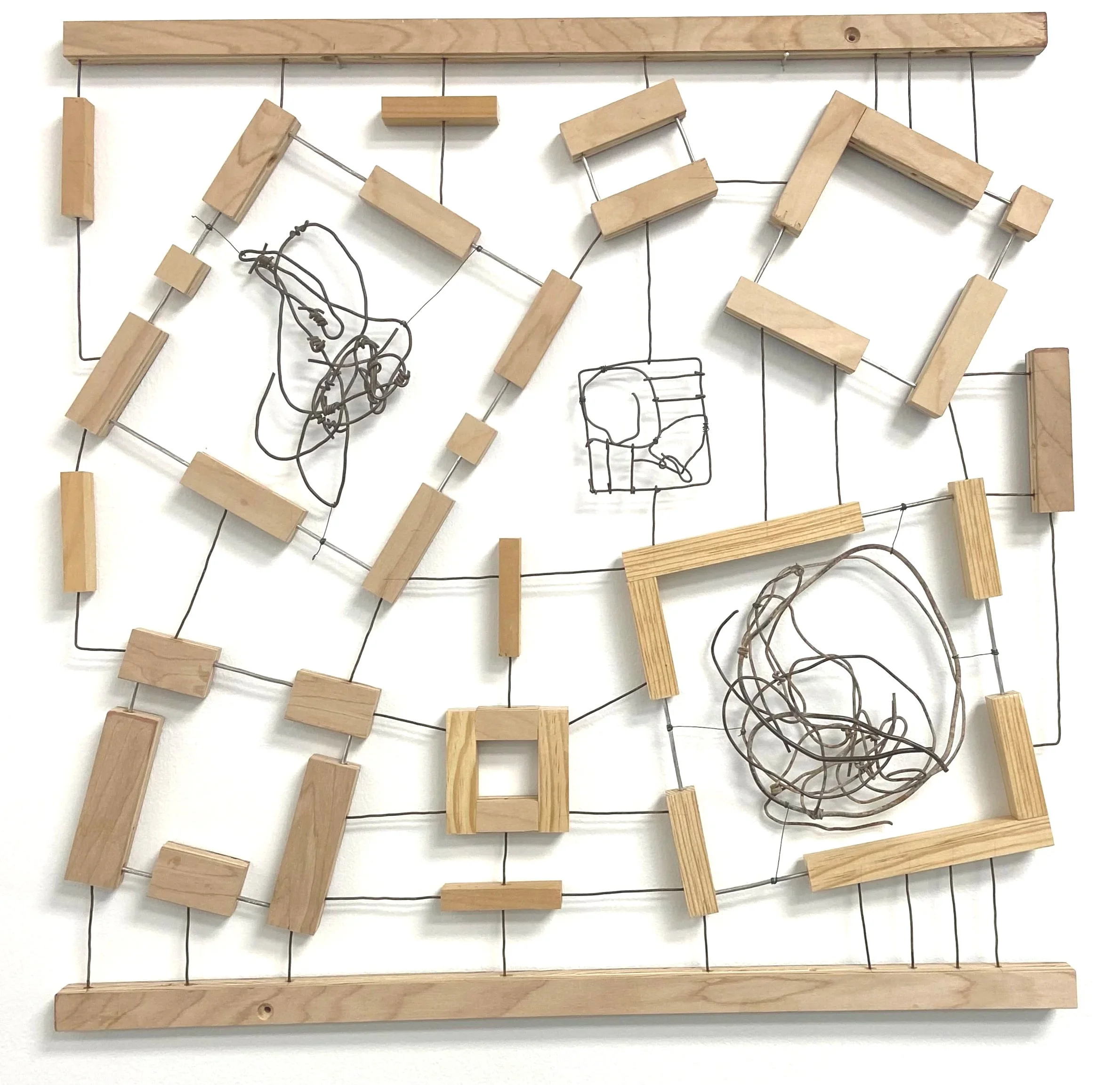 #270 WALL PIECE - WOOD AND WIRE 24"X24", 2025