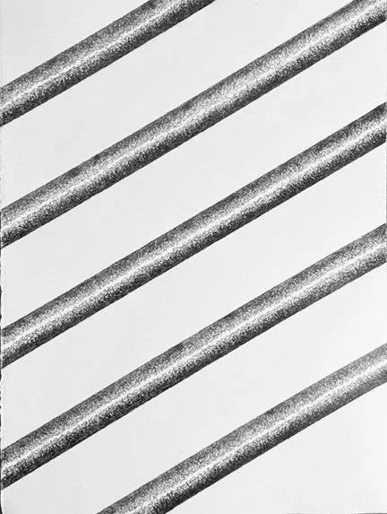 #236 graphite drawing, 5 diagonal 1" wide lines, 11"x15", 2025