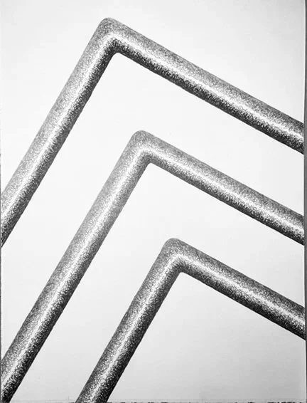 #238 graphite drawing, 3 corner 1" wide lines, 11"x15", 2025