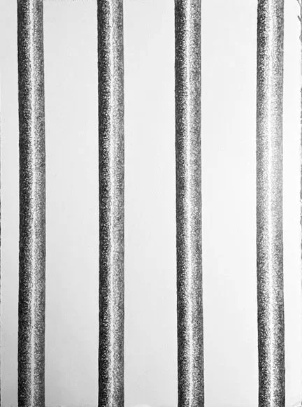 #237 graphite drawing, 4 vertical 1" wide lines, 11"x15", 2025