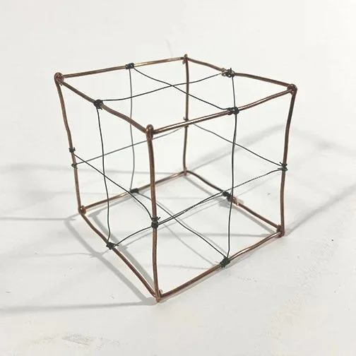 Marfa Wire #287, 3"x3"x3", Copper edges,thin wire sides, 4-29-26