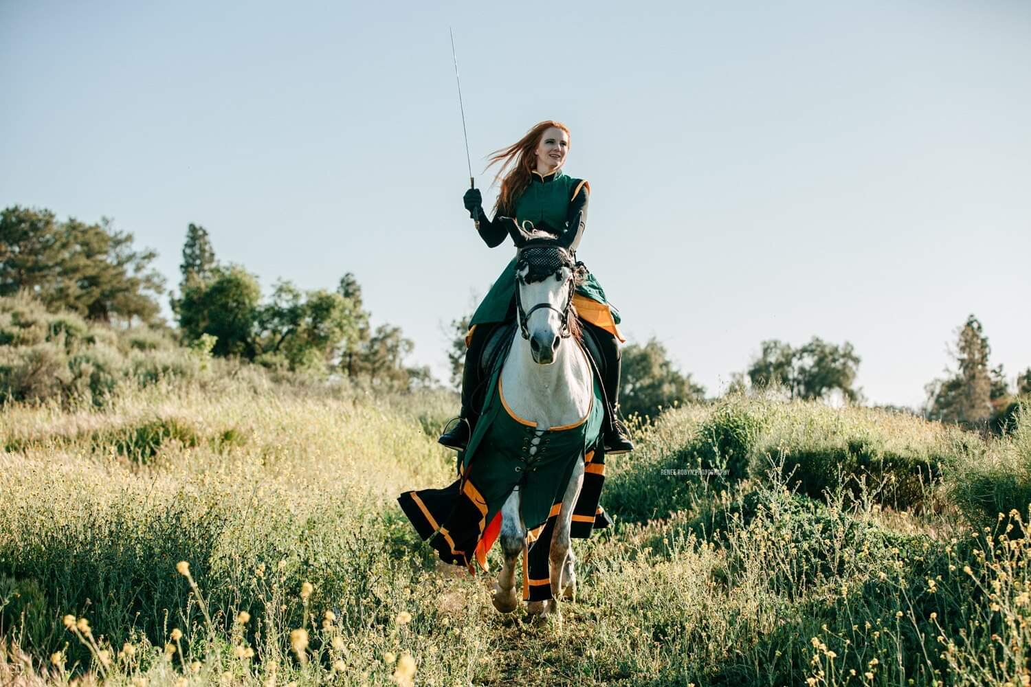 Woman Knight Riding White Horse - Joan of Arc - Virginia Hankins Renee Robyn Professional Renaissance Faire Knight.jpeg